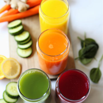 juicing recipes made of fresh pressed fruits and vegetables