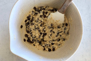 chocolate chip muffin batter in a bowl