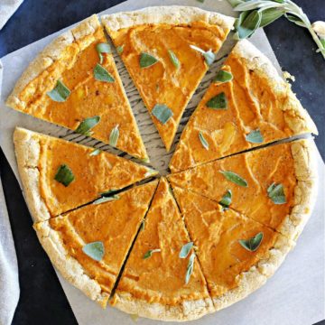 pizza made without yeast thats allergy free and topped with nightshade free butternut squash sauce