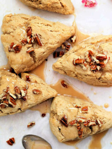 Gluten-free scones recipe with maple glaze.