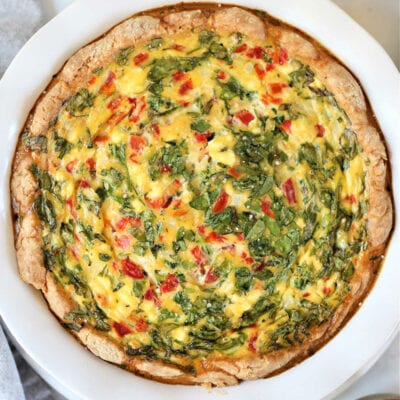 Spinach Quiche With Fire Roasted Red Peppers and Goat Cheese