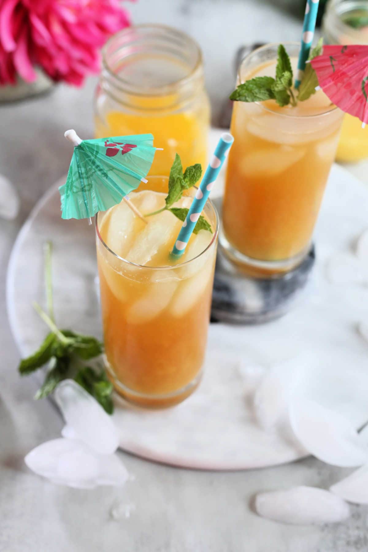 tropical mango nectar cocktail made with black tea