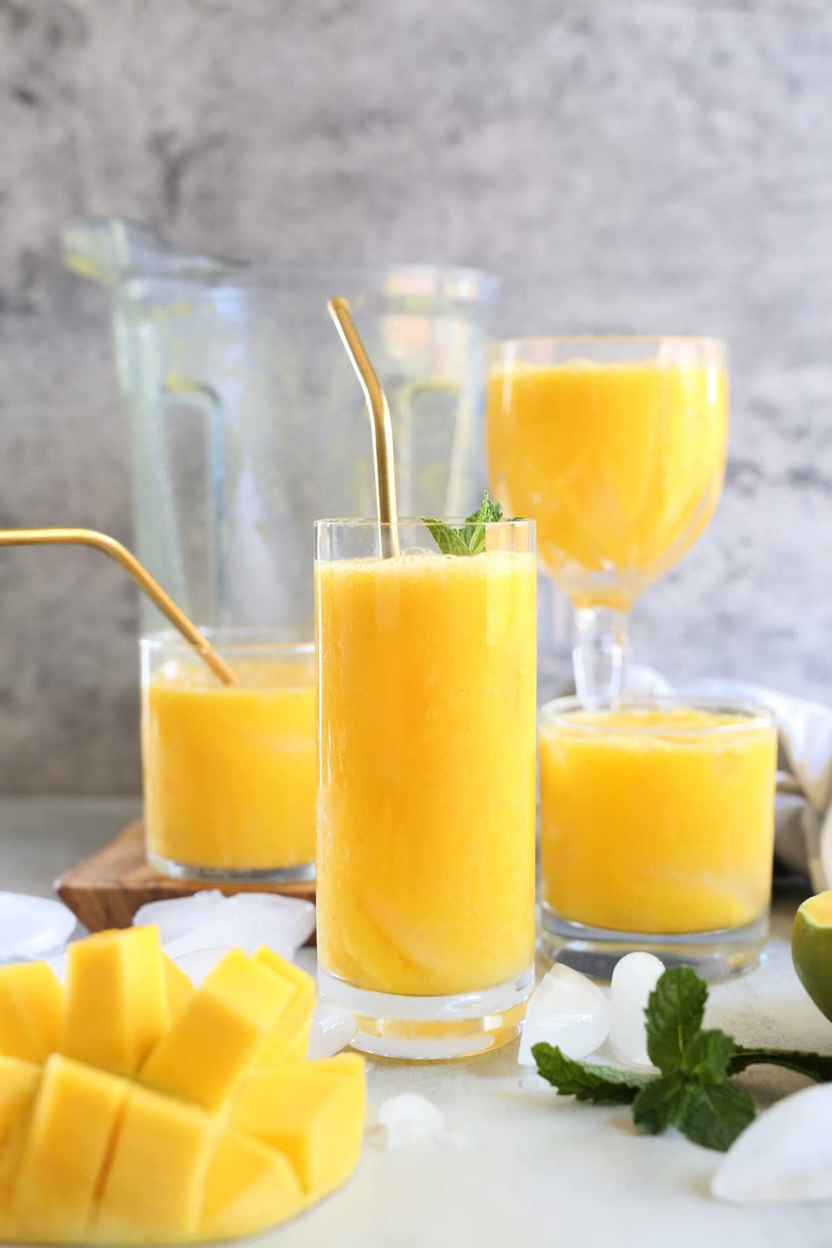 fresh tropical fruit juice in a glass