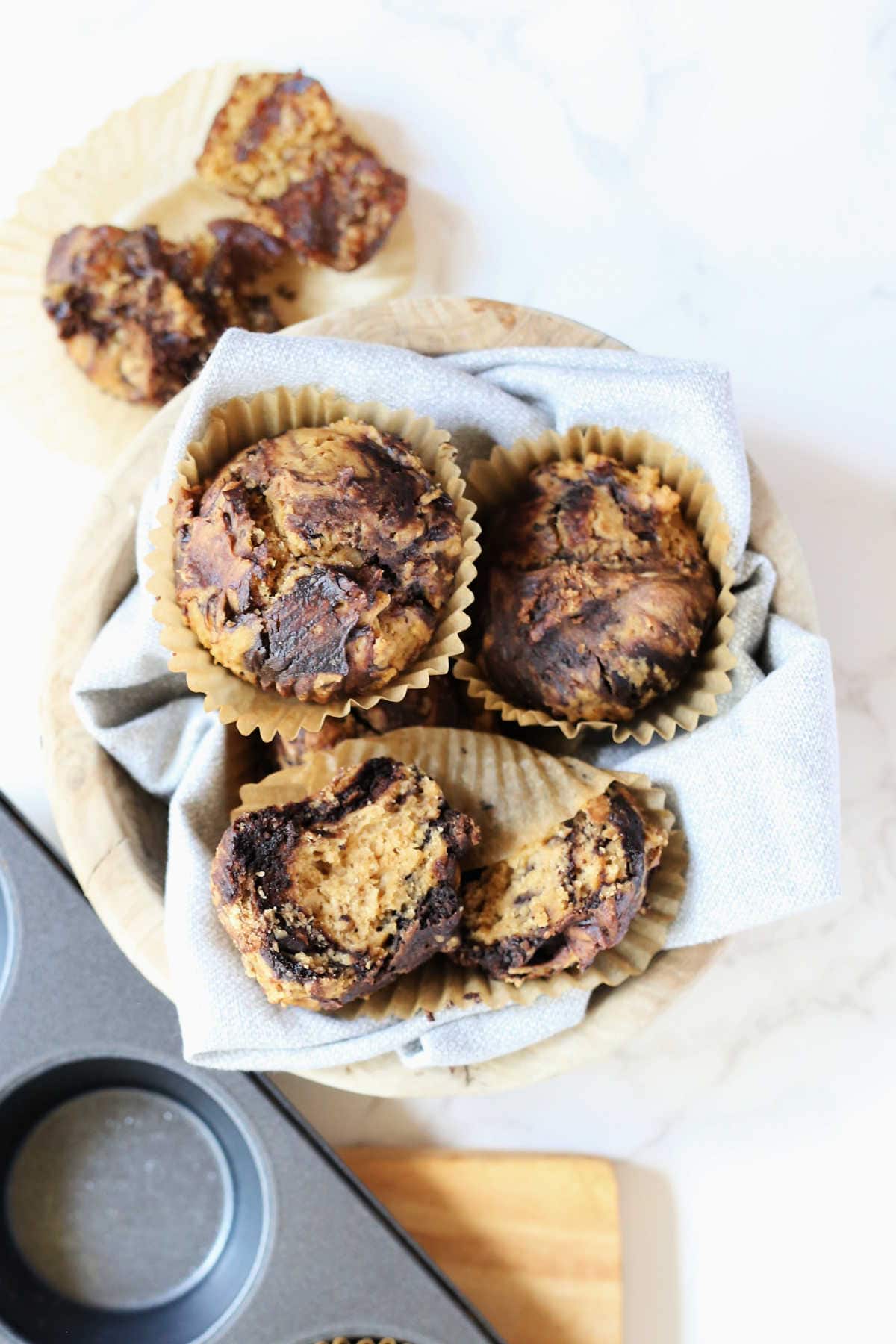 nutella muffins easy recipe made with gluten-free flour and homemade nutella