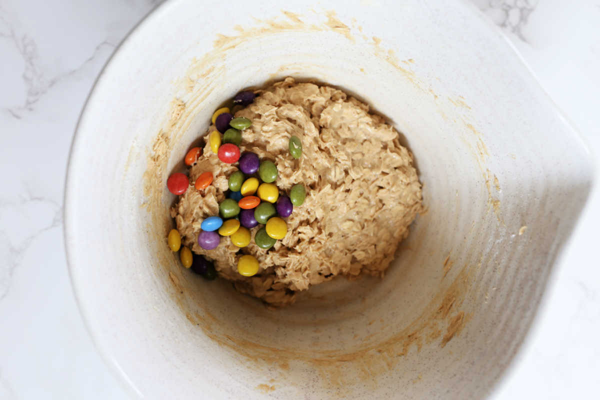 monster oatmeal cookie dough in a bowl