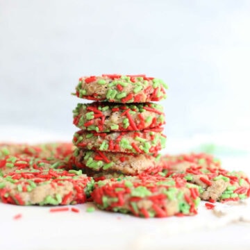 stack of gluten-free Christmas cookies