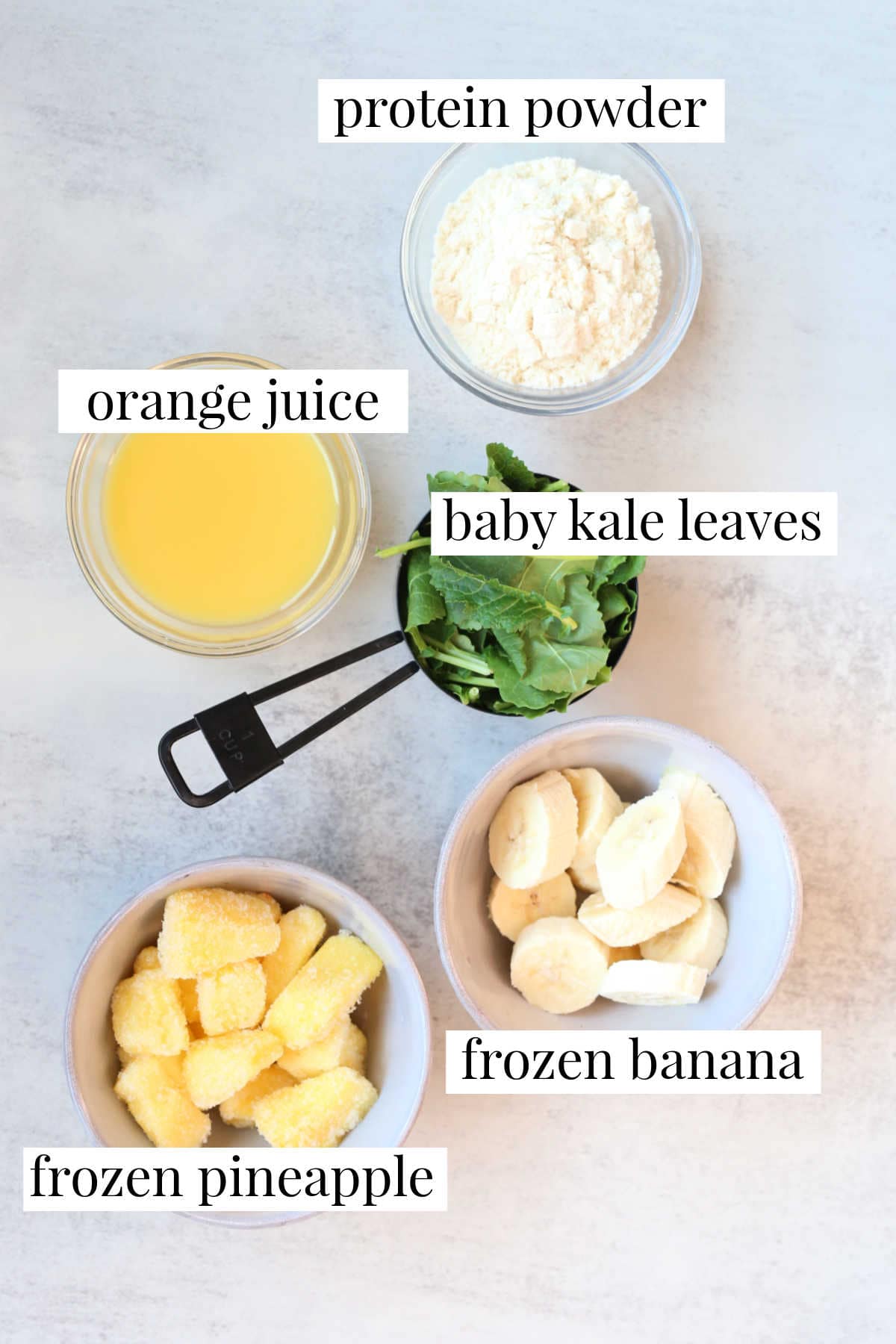 ingredients to make a kale banana smoothie recipe at home
