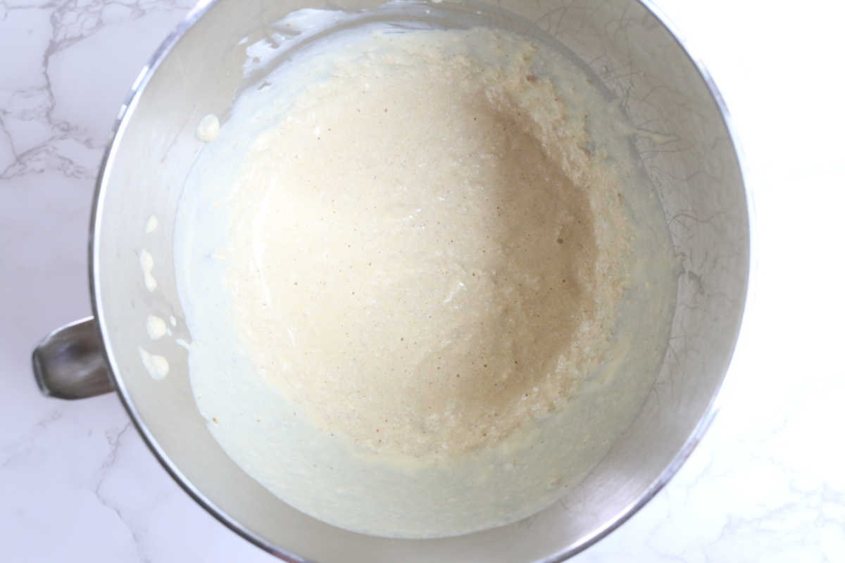 Wet Ingredients For Gluten-Free Soda Bread In A Mixing Bowl