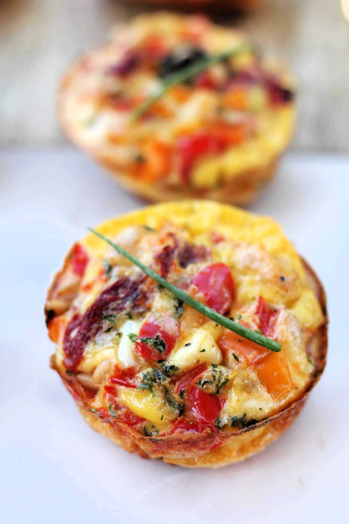 plate with frittata muffins from a muffin pan