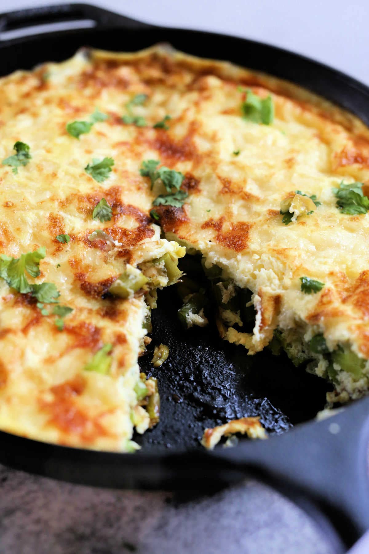 Healthy Asparagus And Leek Frittata Recipe In A Skillet