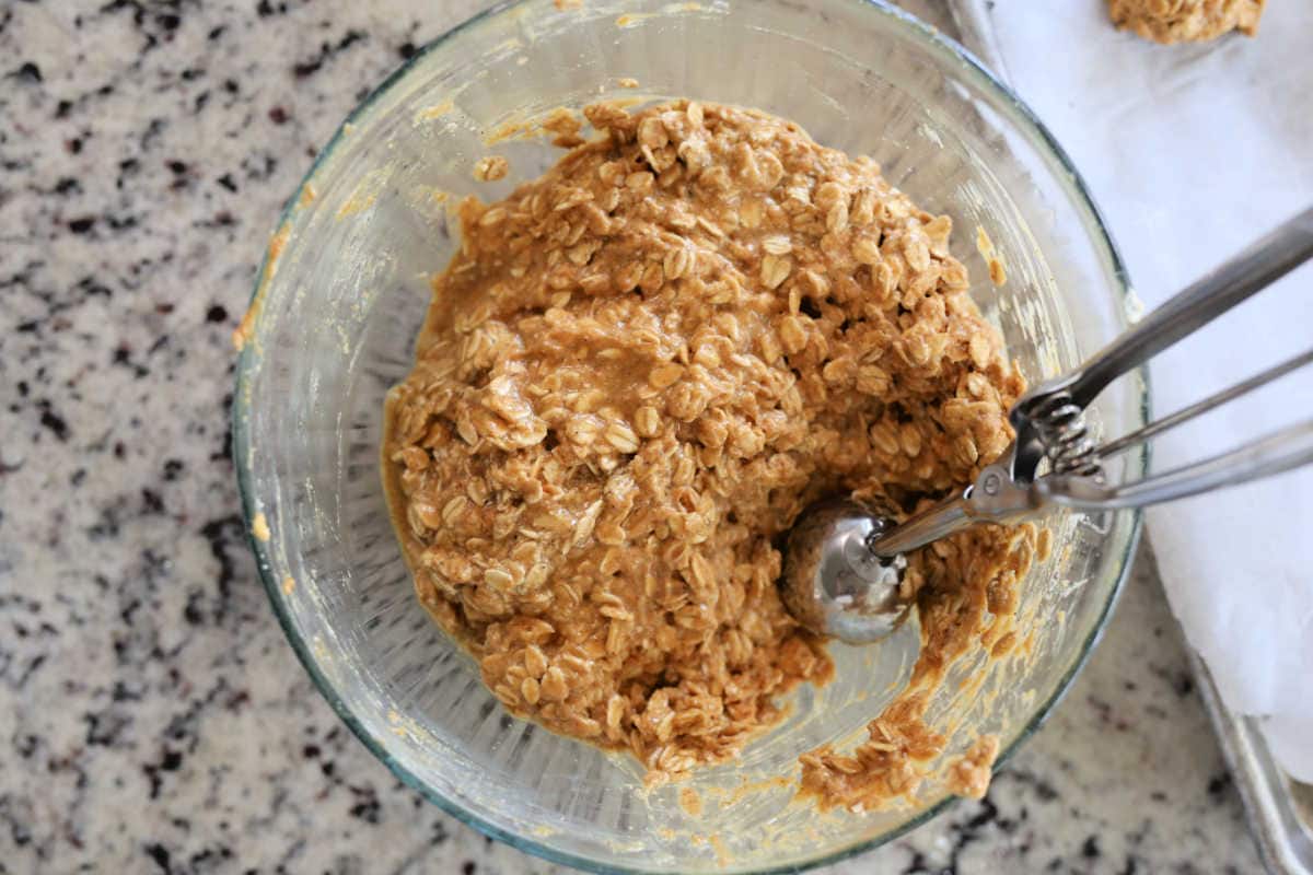 Healthy Oatmeal Peanut Butter Cookie Dough in a Bowl