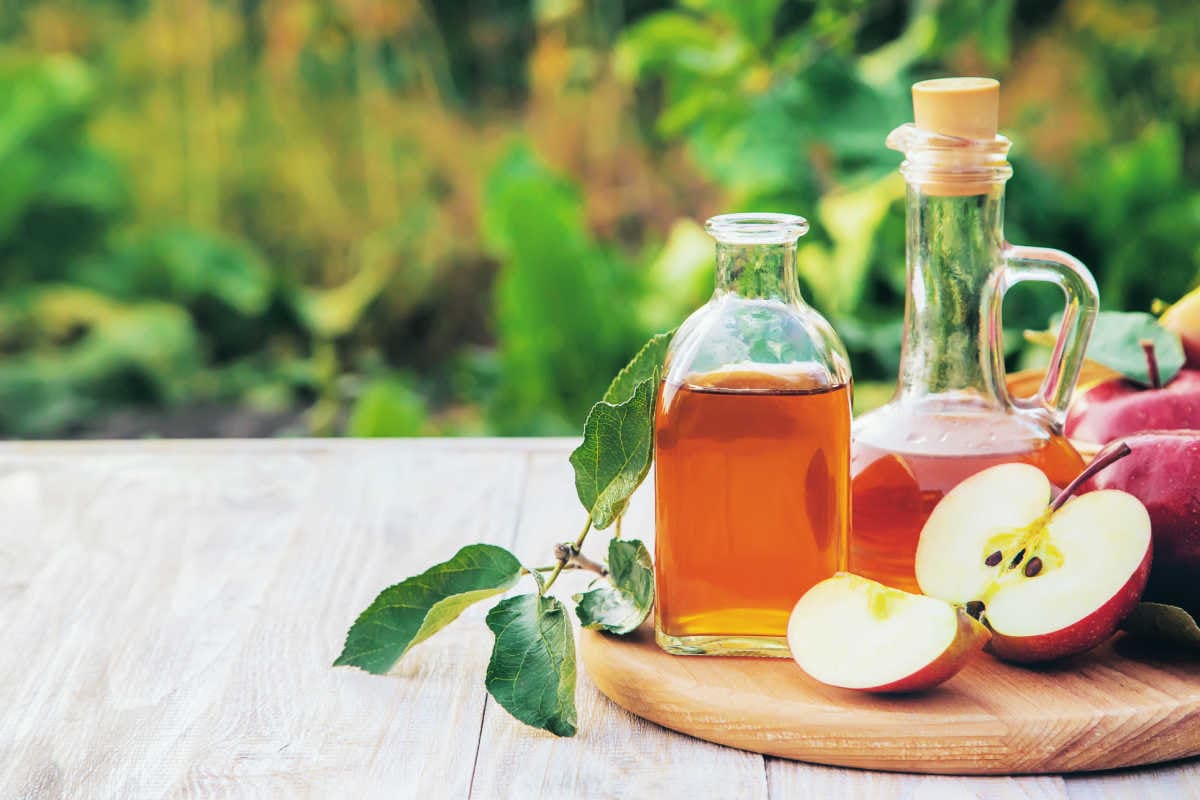 Apple Cider Vinegar In a Bottle Outdoors