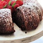 Healthy Chocolate Bundt Cake with Slice Removed