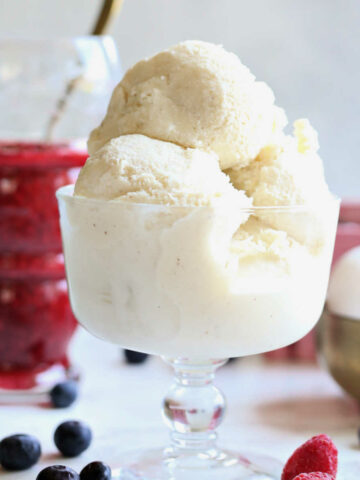 Coconut milk ice cream recipe with fresh berries.