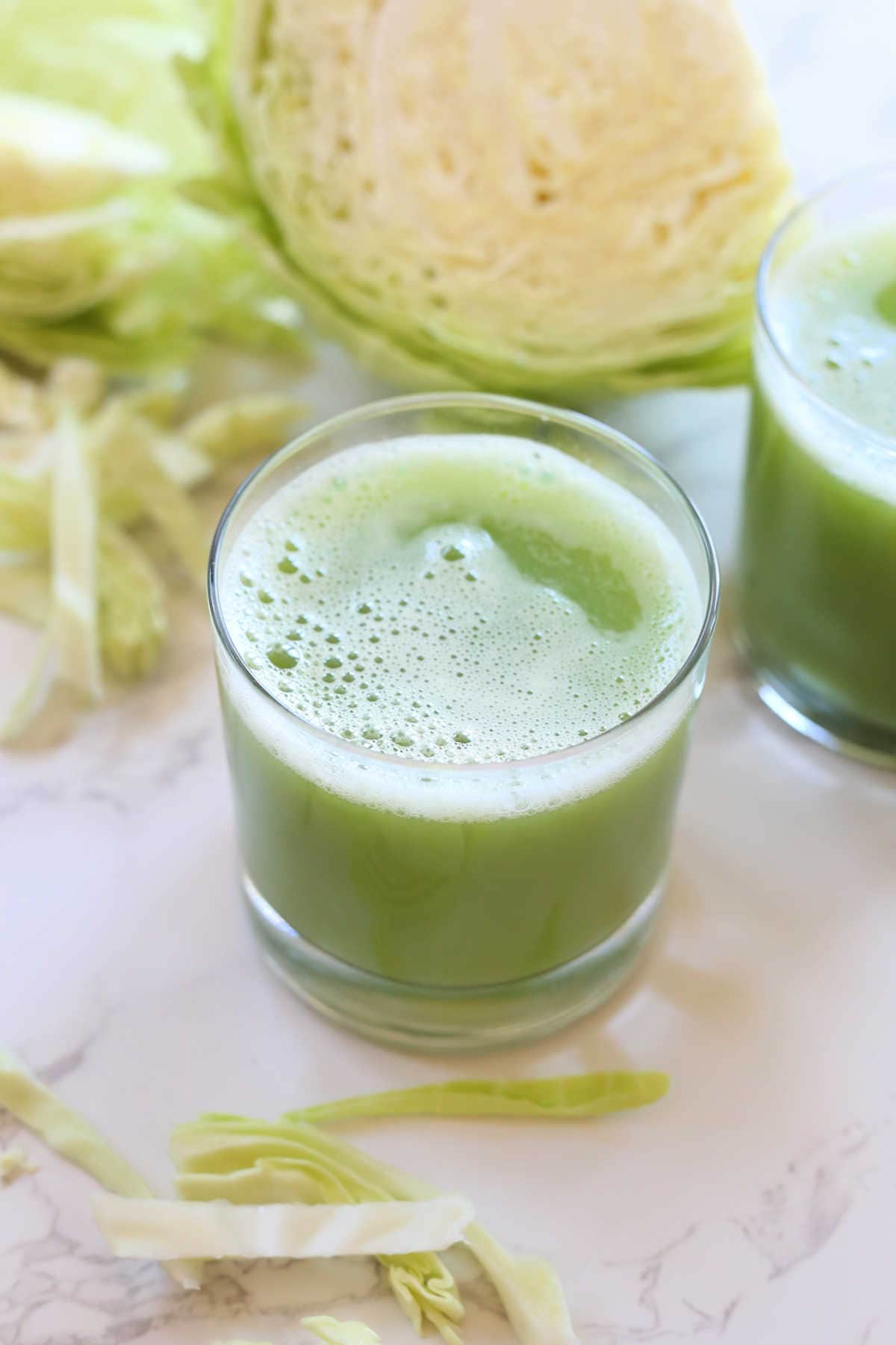 Fresh glass of cabbage juice.