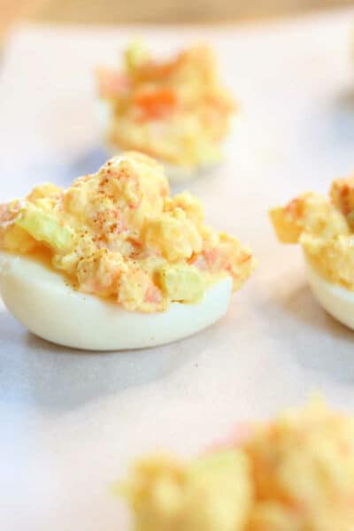 Shrimp deviled eggs recipe.