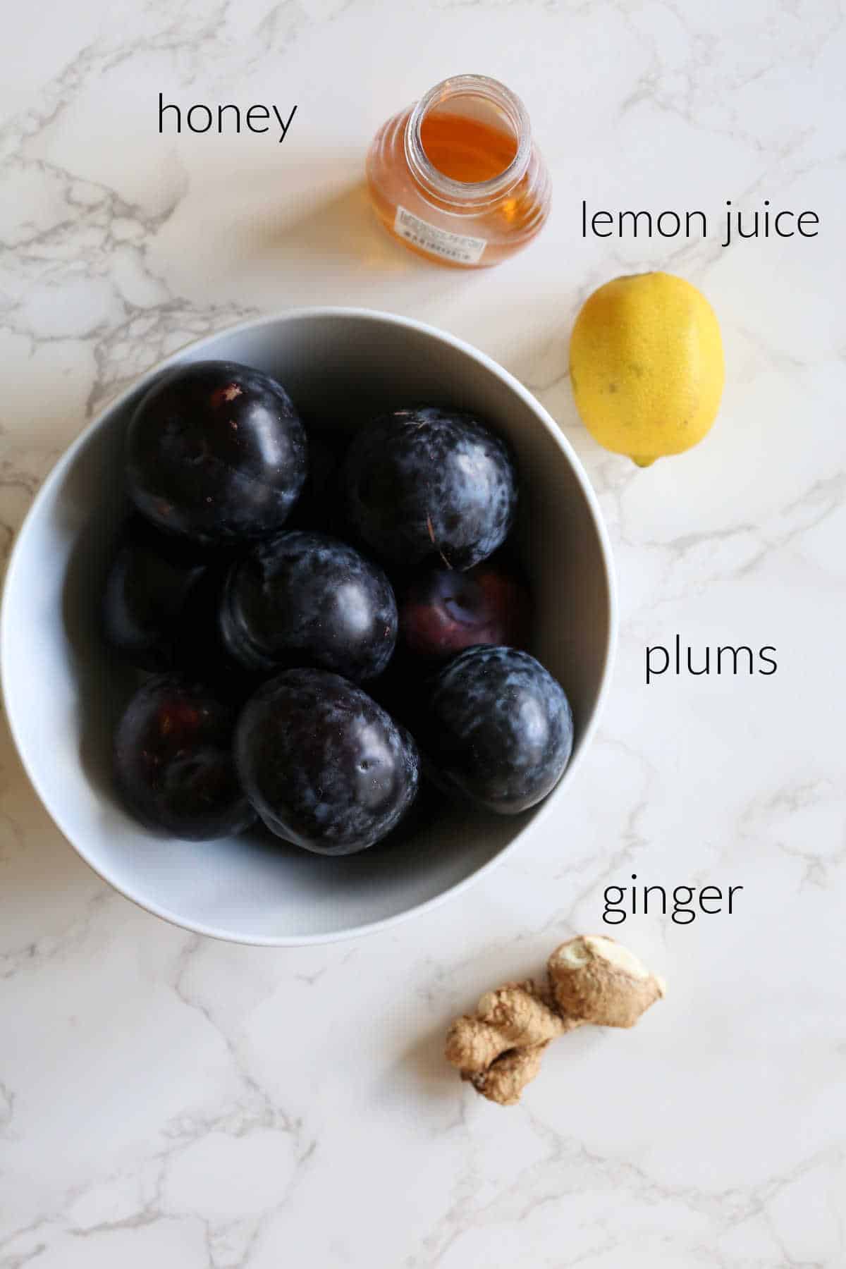Ingredients for juicing plums.