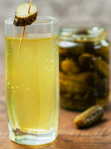 Is pickle juice good for you with pickle juice in a glass.