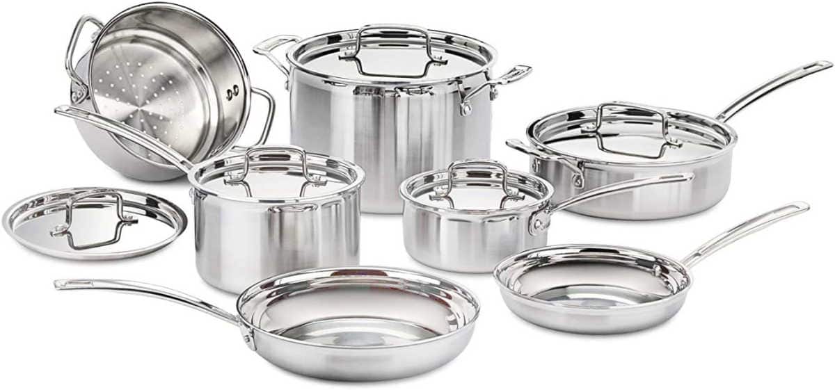 Cuisinart stainless steel non toxic cookware set.