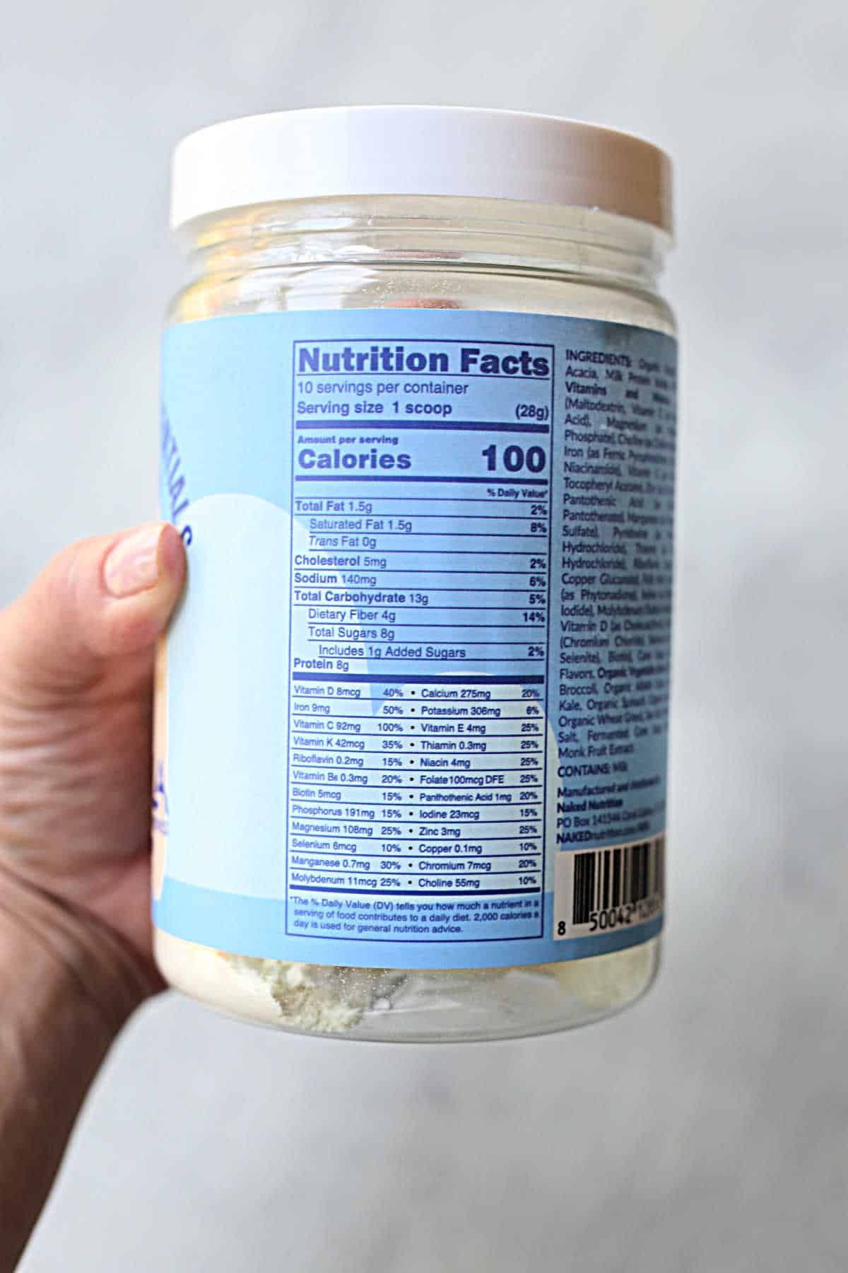 Nutrients in kids nutritional shake.