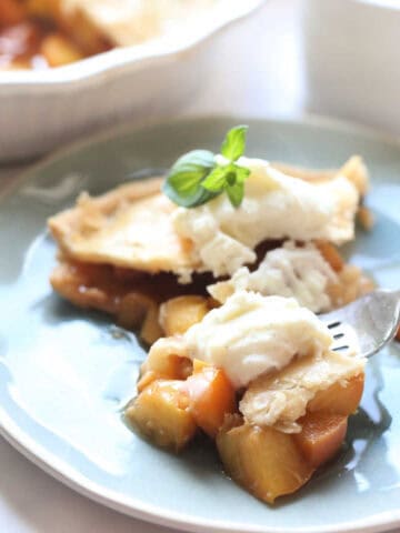 Slice of peach pie.